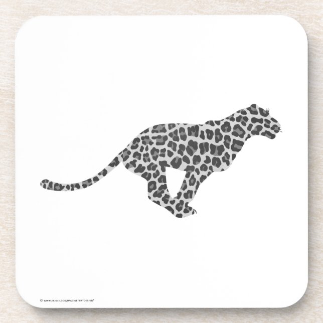Leopard Grey and Light Grey Silhouette Coaster (Front)