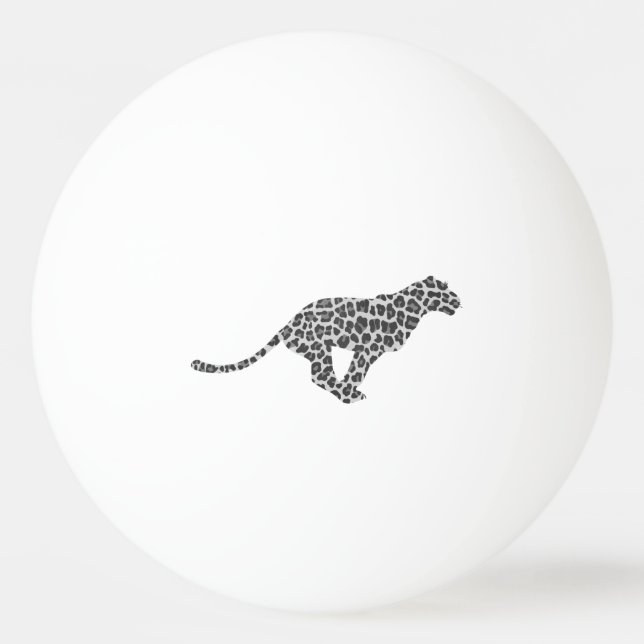 Leopard Grey and Light Grey Silhouette Ping Pong Ball (Front)