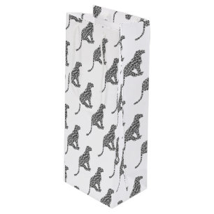 Leopard Grey and Light Grey Silhouette Wine Gift Bag