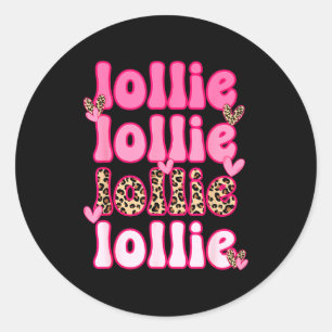 Leopard Groovy Lollie Valentine's Day Women Valent Classic Round Sticker