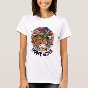Leopard Halloween Cow Pumpkin Spooky Heifer 2 T-Shirt