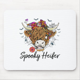Leopard Halloween Cow Pumpkin Spooky Heifer Mouse Pad