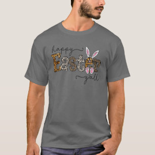 Leopard Happy Easter Y'all Easter Egg Hunting T-Shirt