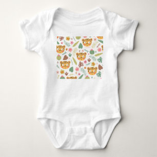 Leopard Head Tropical Plants Pattern Baby Bodysuit