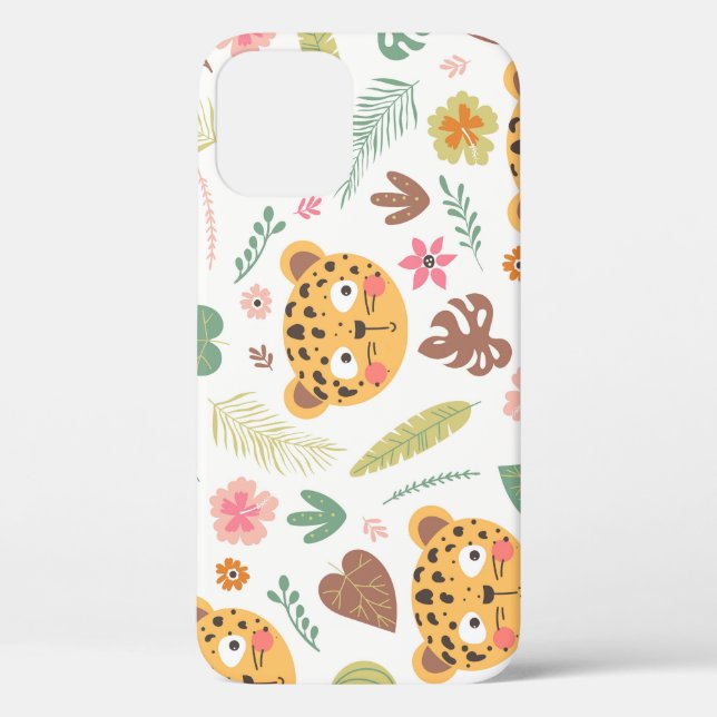 Leopard Head Tropical Plants Pattern Case-Mate iPhone Case (Back)