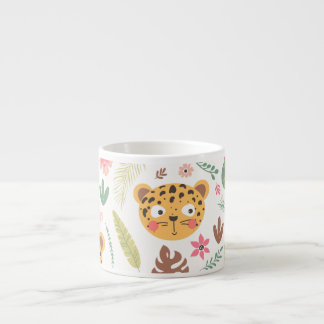 Leopard Head Tropical Plants Pattern Espresso Cup