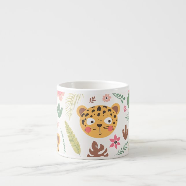 Leopard Head Tropical Plants Pattern Espresso Cup (Front)