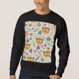 Leopard Head Tropical Plants Pattern Sweatshirt