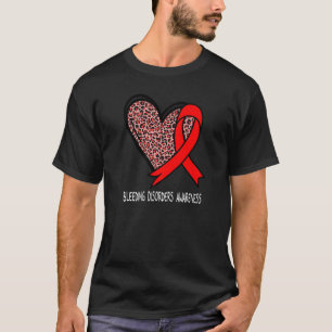 Leopard Heart Bleeding Disorders Awareness Red Rib T-Shirt