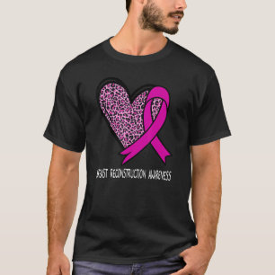 Leopard Heart Breast Reconstruction Awareness Pink T-Shirt