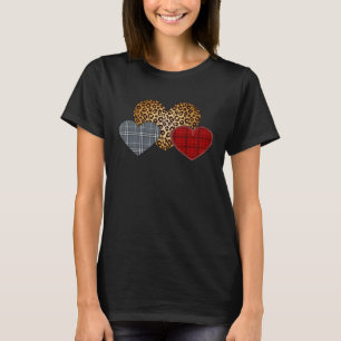 Leopard Heart Buffalo Red Black Plaid Heart Valent T-Shirt
