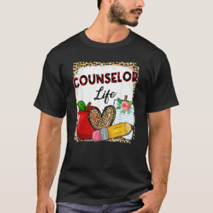 Leopard Heart Counselor Life Teaching Back To Scho T-Shirt