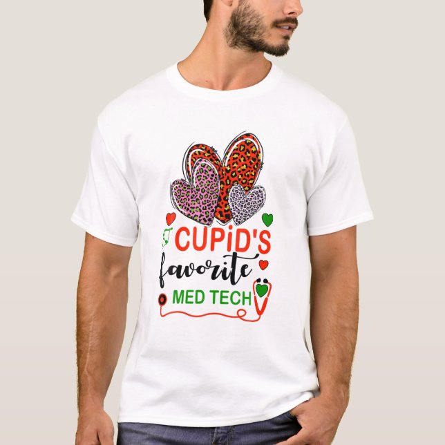 Leopard Heart Cupid's Favourite Med Tech Valentine T-Shirt (Front)