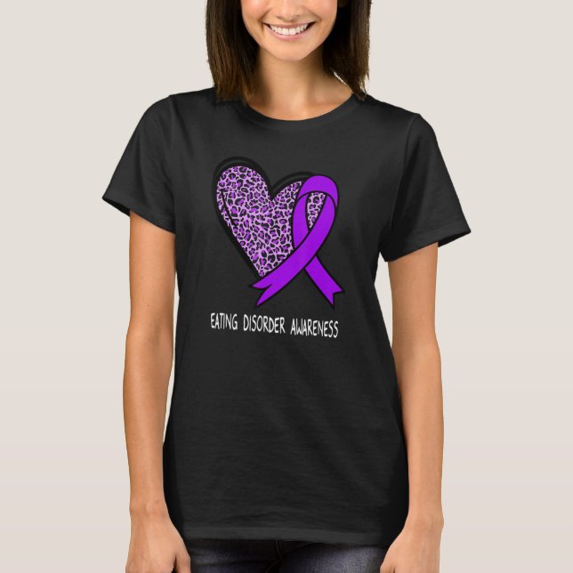 Leopard Heart Eating Disorder Awareness Purple Rib T-Shirt (Front)