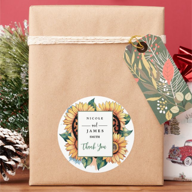 Leopard Heart Floral  Classic Round Sticker (Holiday)
