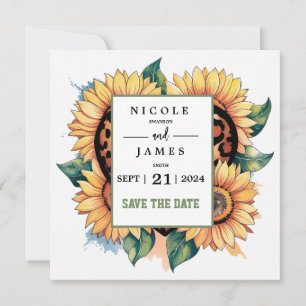 Leopard Heart Floral Save The Date