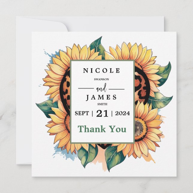 Leopard Heart Floral Thank You Card (Front)
