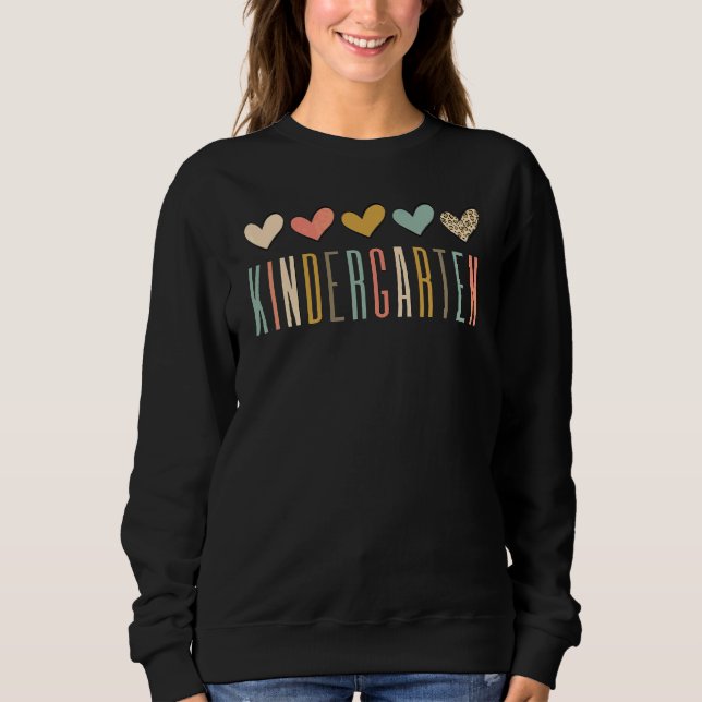 Leopard Heart Kindergarten Teacher Student 1st Day Sweatshirt (Front)
