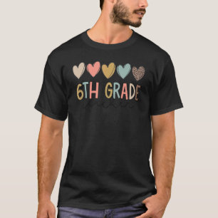 Leopard Heart Love 6th Grade Teacher Welcome Back T-Shirt