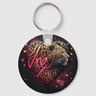 Leopard Heart Love Graffiti Art                    Key Ring