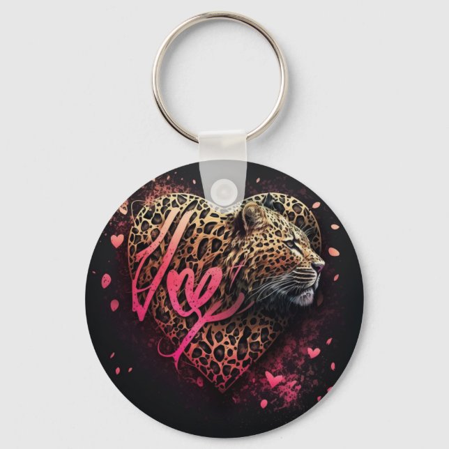 Leopard Heart Love Graffiti Art                    Key Ring (Front)