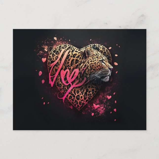 Leopard Heart Love Graffiti Art                    Postcard (Front)