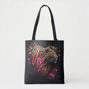 Leopard Heart Love Graffiti Art Tote Bag