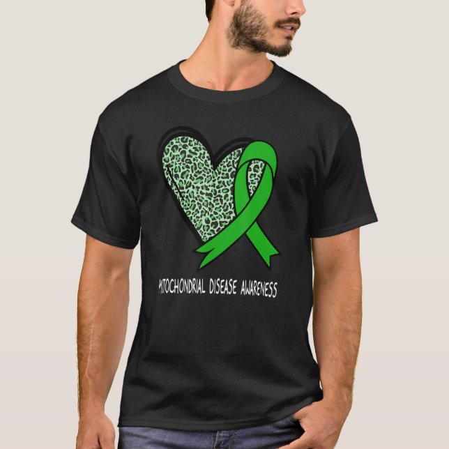 Leopard Heart Mitochondrial Disease Awareness Gree T-Shirt (Front)
