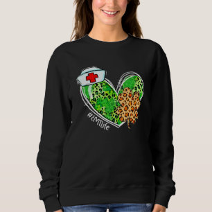 Leopard Heart Shamrock Emt Life Nurse St Patricks Sweatshirt