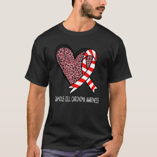 Leopard Heart Squamous Cell Carcinoma Awareness Re T-Shirt