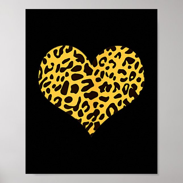 Leopard Heart Valentines Girlfriend Boyfriend Gift Poster (Front)