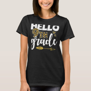 Leopard Hello 9th Grade Back To School Teacher Stu T-Shirt