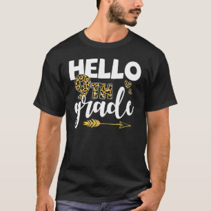 Leopard Hello 9th Grade Back To School Teacher Stu T-Shirt