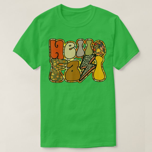 Leopard Hello Fall Fun Pumpkin Patch Fall Lover Au T-Shirt (Design Front)