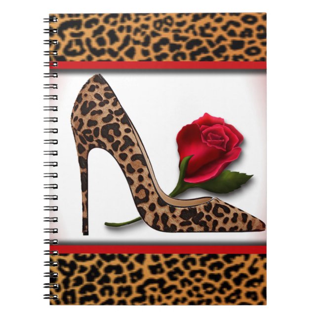 Leopard High Heel & Red Rose Notebook (Front)