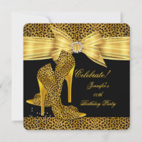 Leopard High Heels Shoes Gold Black Birthday Party