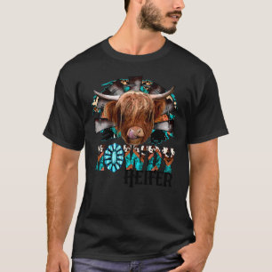 Leopard Highland Cow Howdy Heifer Western Country T-Shirt