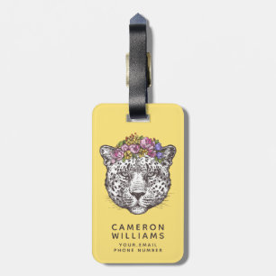 Leopard Hippie Chic Add Your Name Luggage Tag