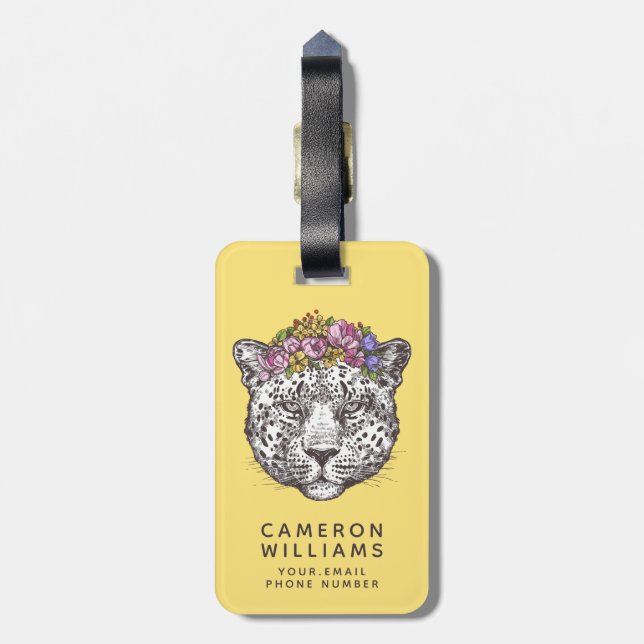 Leopard Hippie Chic | Add Your Name Luggage Tag (Back Vertical)
