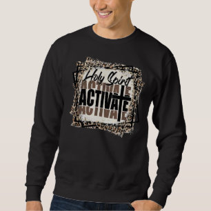 Leopard Holy Spirit Activate Jesus Cross Vintage E Sweatshirt