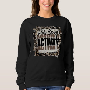 Leopard Holy Spirit Activate Jesus Cross Vintage E Sweatshirt