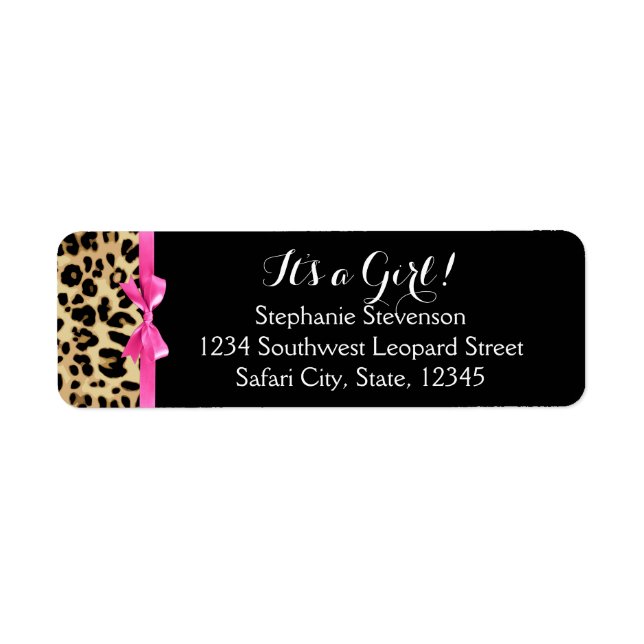 Leopard Hot Pink Bow Its a Girl Safari Baby Shower (Front)