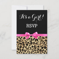 Leopard Hot Pink Bow Its a Girl Safari Baby Shower