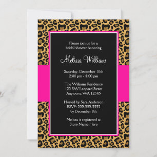 Leopard Hot Pink Bridal Shower Invitations