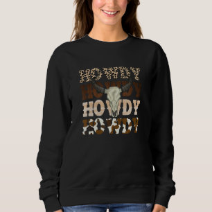 Leopard Howdy Bull Skull Rodeo Texas Western Count Sweatshirt