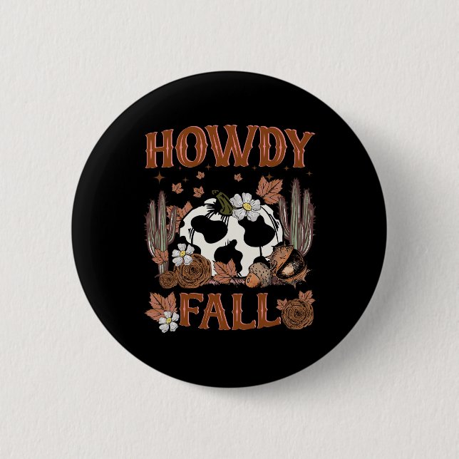 Leopard Howdy Fall Western Pumpkin Autumn Fall Tha 6 Cm Round Badge (Front)