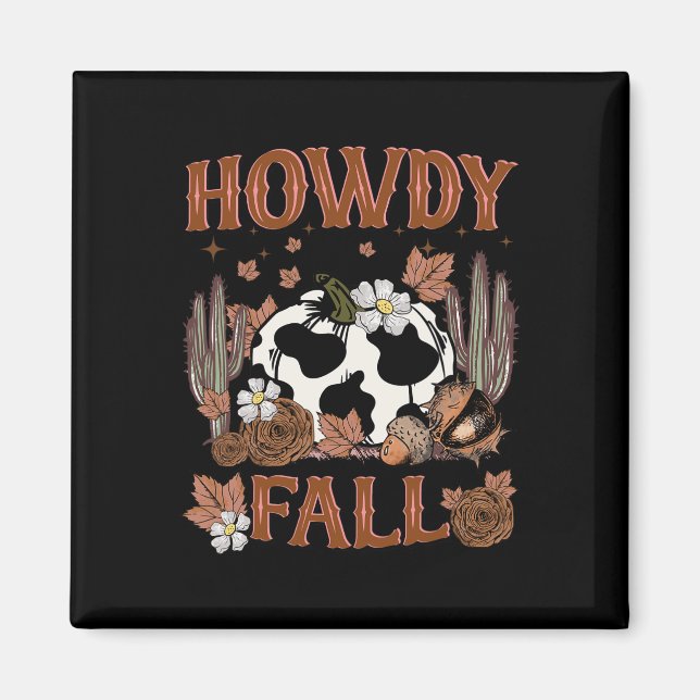 Leopard Howdy Fall Western Pumpkin Autumn Fall Tha Magnet (Front)