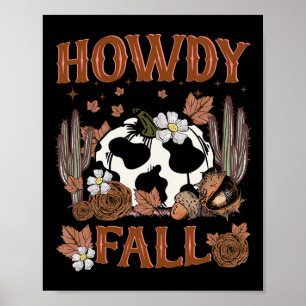 Leopard Howdy Fall Western Pumpkin Autumn Fall Tha Poster