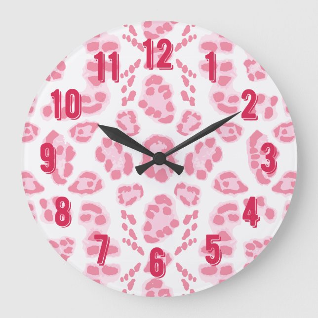 Leopard Ikat in Pink Large Clock (Front)