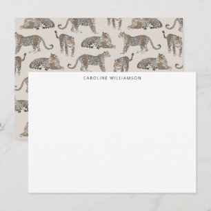 Leopard Illustrated Personalised Stationery Name Card